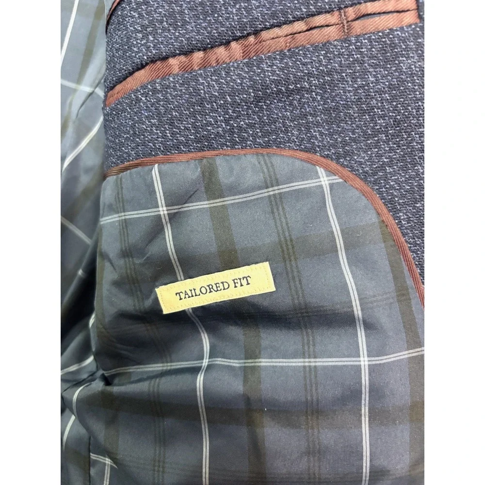 Jos A Bank 42R Navy Blue Check Flannel Wool Blazer Jacket Sport‎ Suit Coat 1905